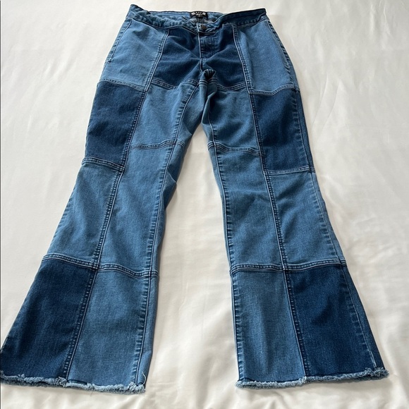 AZI Patchwork Flare Leg Jeans - Picture 2 of 5